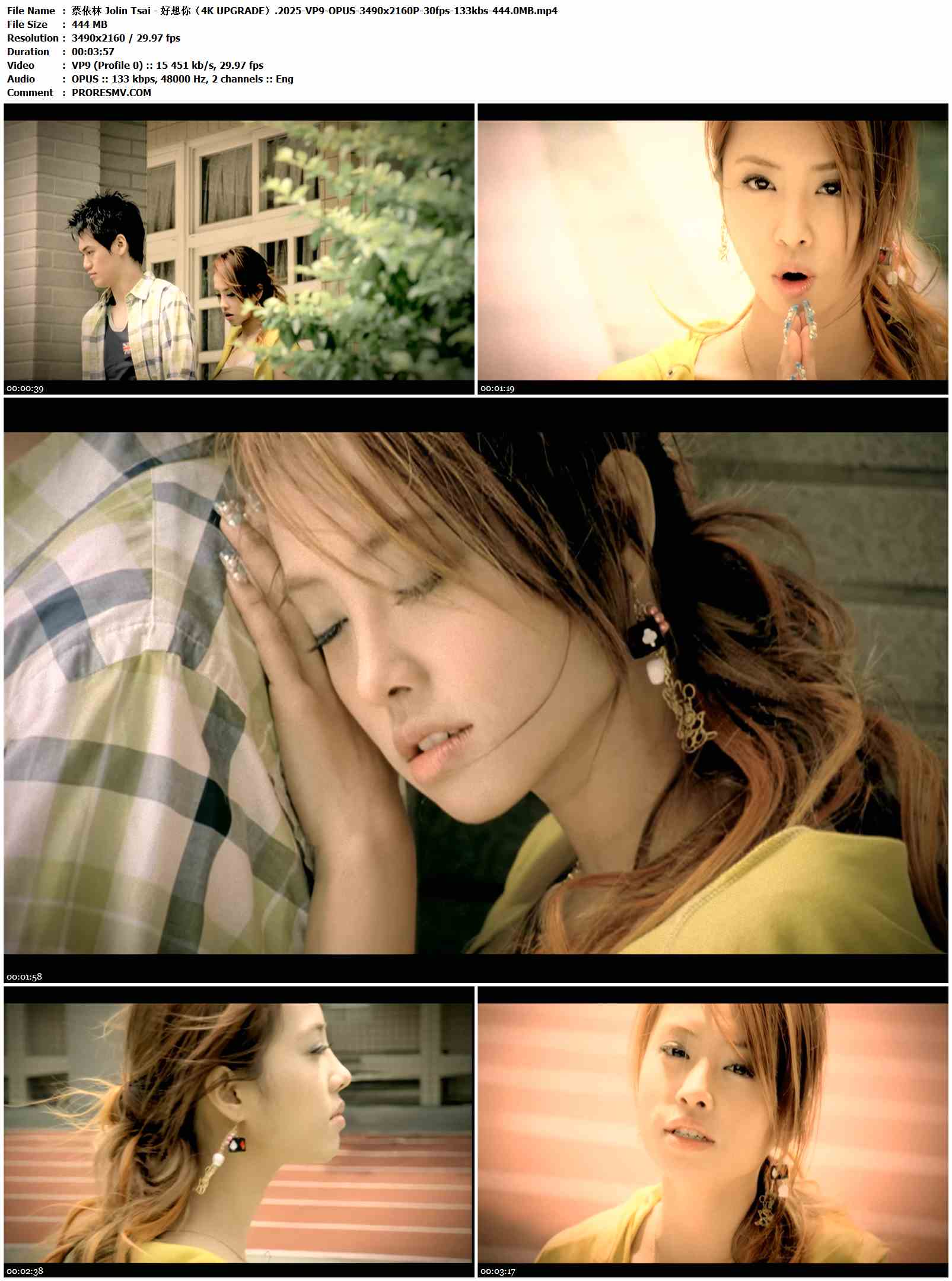 蔡依林 Jolin Tsai - 好想你（4K UPGRADE）.2025-VP9-OPUS-3490x2160P-30fps-133kbs-444.0MB官方MV_高清MV